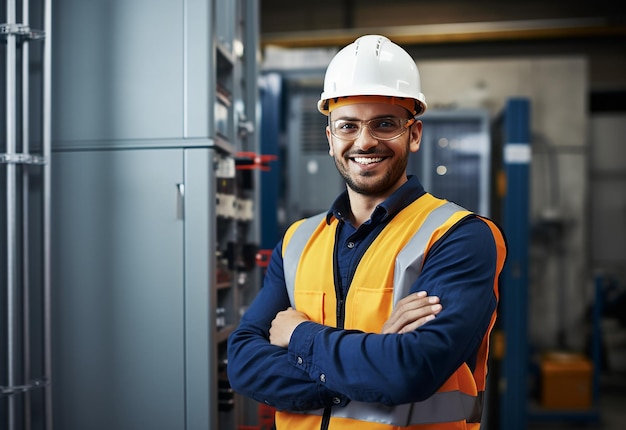 Photo photo of electrical technician working with digital multimeters fuses and switchboard