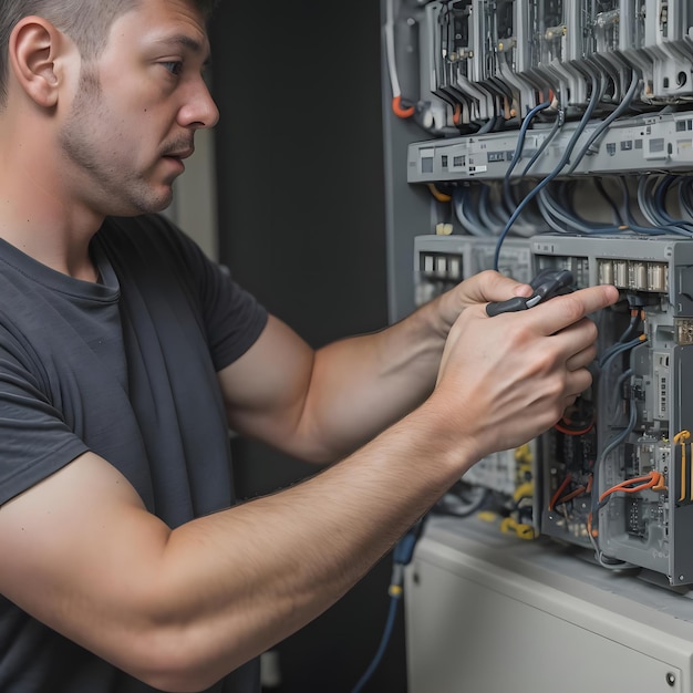 Photo photo of an electrical technician working