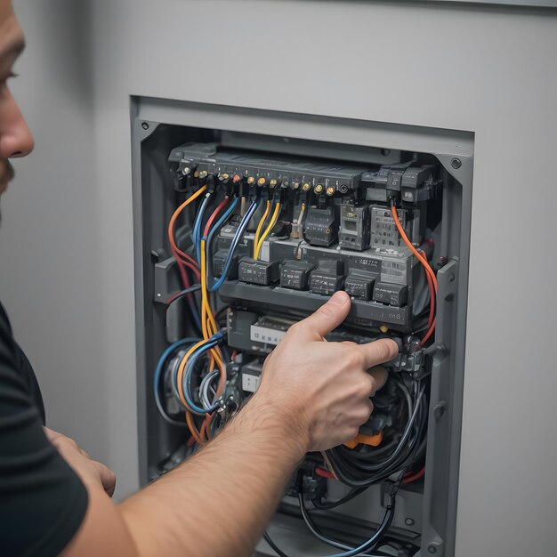 Photo of an electrical technician working