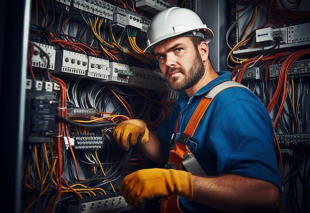 Photo of an electrical technician working