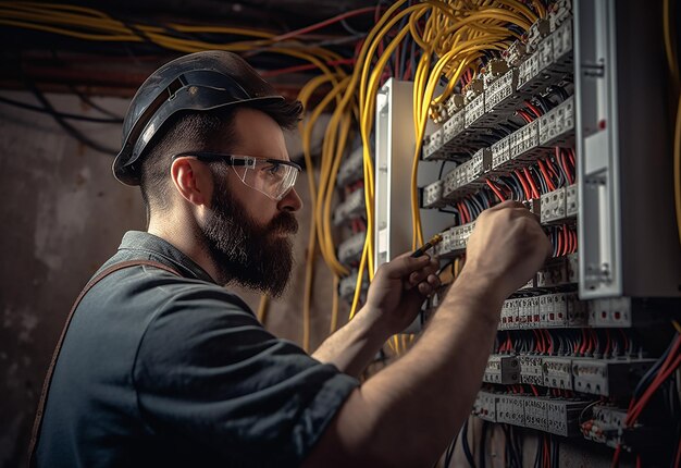 Photo of an electrical technician working