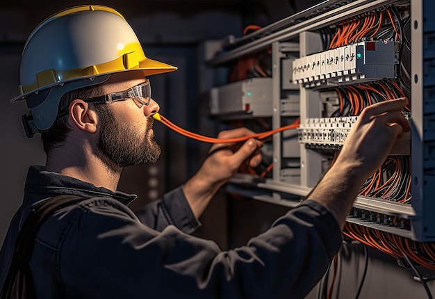 Photo of an electrical technician working