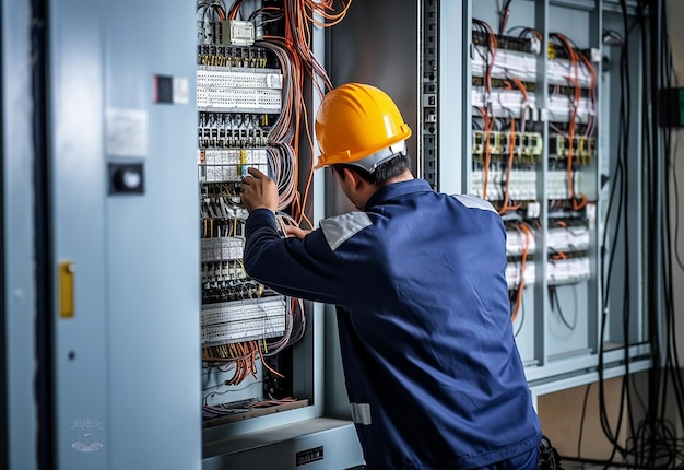 Photo of an electrical technician working