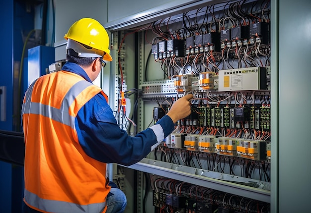 Photo of an electrical technician working