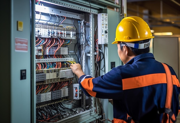 Photo of an electrical technician working