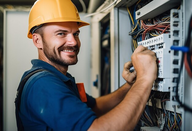 Photo of an electrical technician working