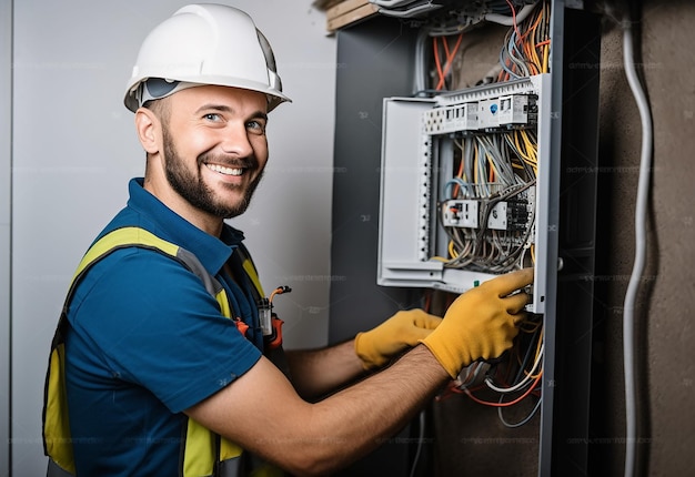 Photo of an electrical technician working