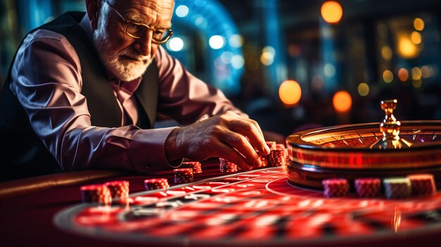 Photo elegant man professional casino gambler generated by AI