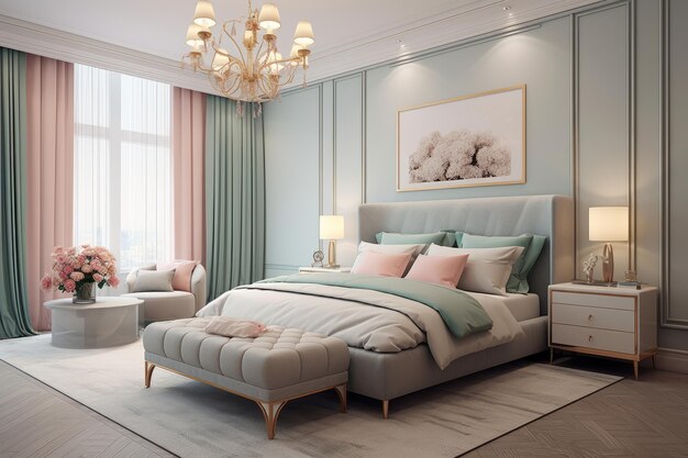 Photo of a elegant and modern bedroom