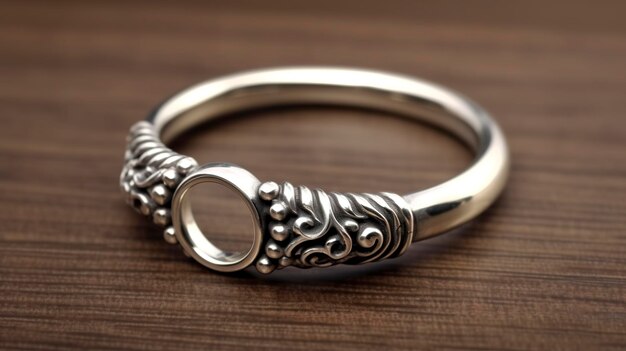 A Photo of Elegant Silver Nose Ring with Ornamental Design