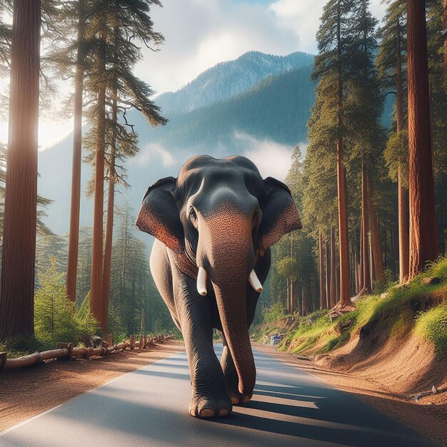 Photo of a elephant in jungle nature ai generated