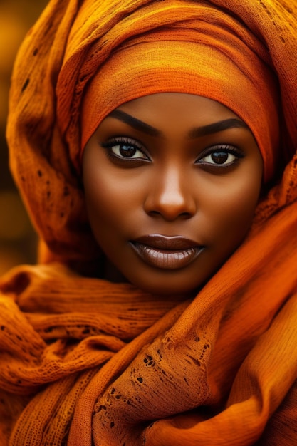 エモーショナル・ダイナミック・ポーズの写真 秋のアフリカ人女性