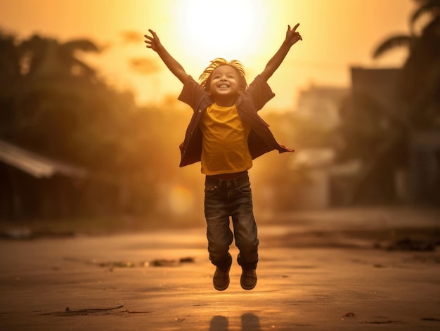 photo of emotional dynamic pose Brasilian kid in school