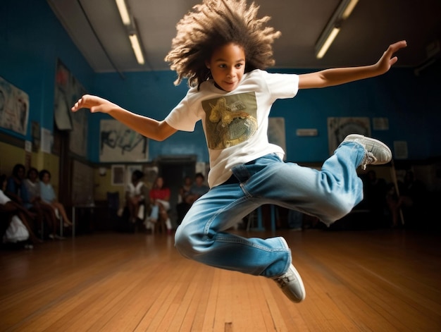 photo of emotional dynamic pose Brasilian kid in school