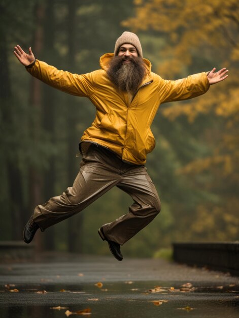 Foto foto di posa dinamica emotiva uomo brasiliano in autunno