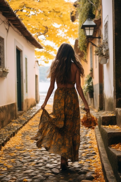 photo of emotional dynamic pose Brazilian woman in autumn