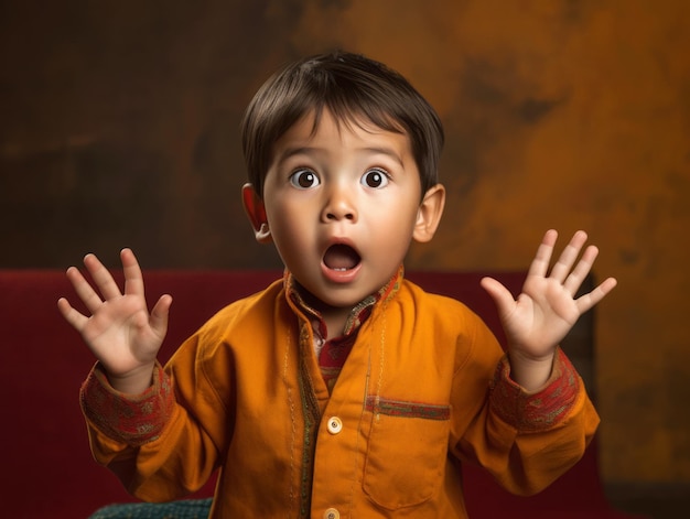 photo of emotional dynamic pose Mexican kid in school