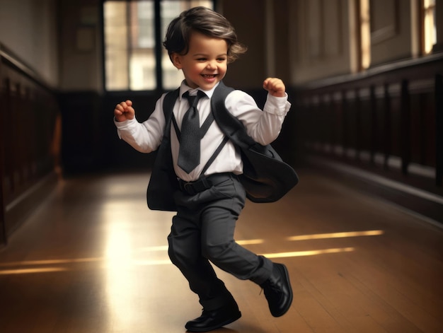 photo of emotional dynamic pose Mexican kid in school