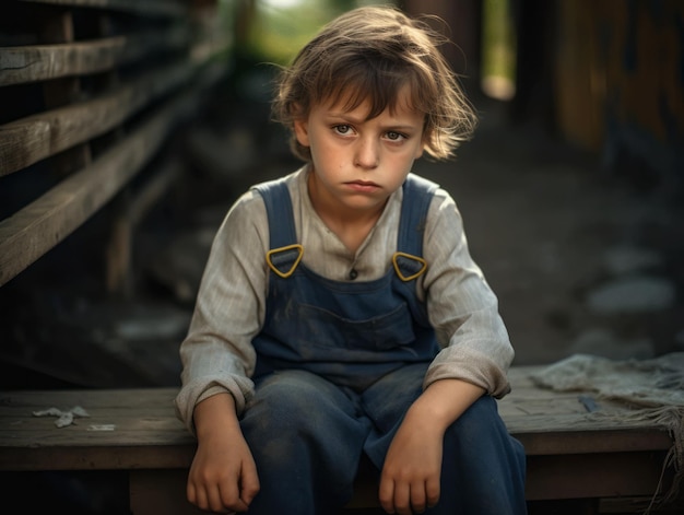 photo of emotional dynamic pose Mexican kid in school