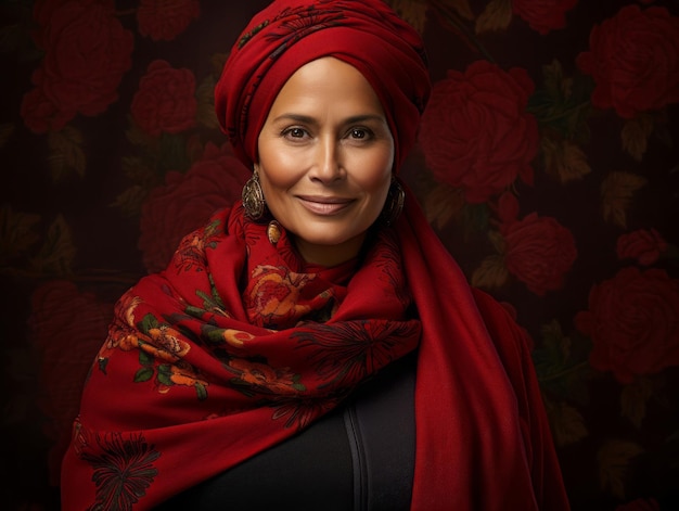 photo of emotional dynamic pose Mexican woman in autumn