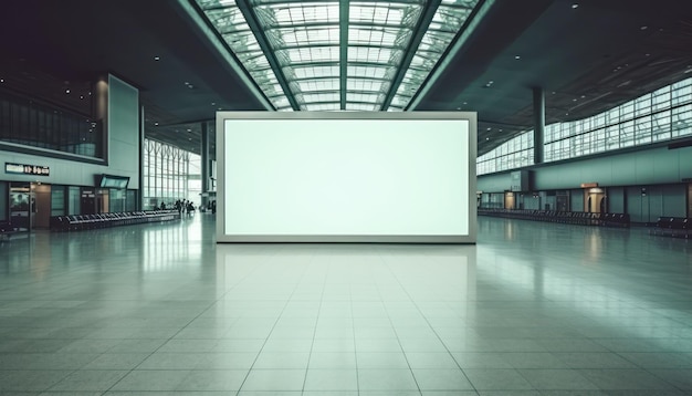 Photo an empty blank billboard advertising poster in an airport terminal