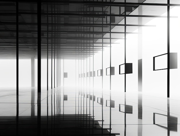 Foto una foto di un edificio vuoto con barre aperte nello stile di griglie minimaliste