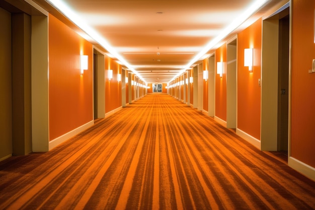 photo of empty hotel hallway Photography AI Generated