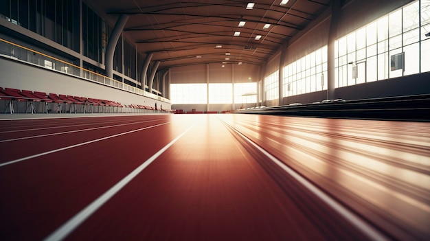 A photo of an empty indoor track in a fitness facility