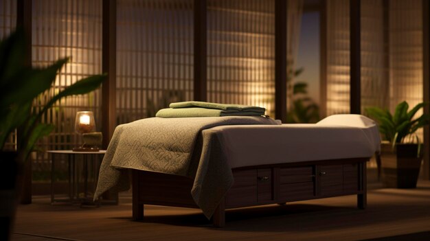 A photo of an empty massage bed in a serene spa