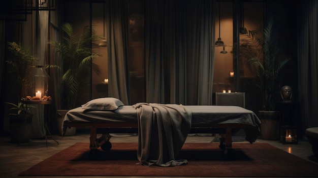 A photo of an empty massage bed in a serene spa