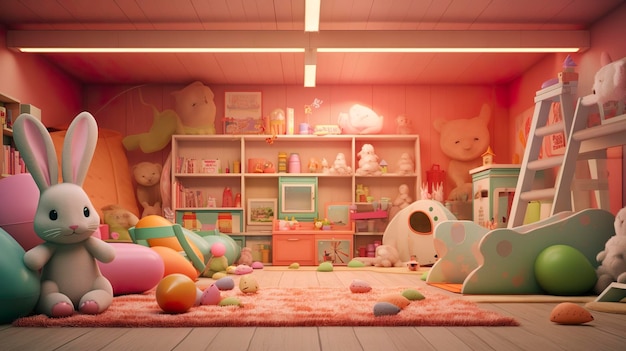 空のウサギの幼稚園の遊び室の写真