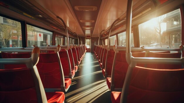 A photo of an empty tourist bus interior