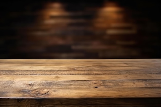 Photo photo empty wooden table top on abstract blurred background