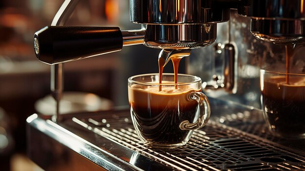 Photo a photo of an espresso machine pouring a coffee