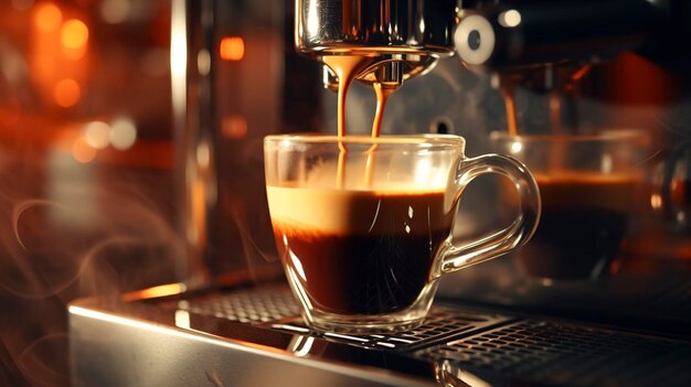 Photo a photo of an espresso machine pouring a coffee