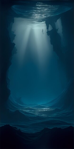 Photo photo of an ethereal underwater scene with rays of sunlight filtering through the water