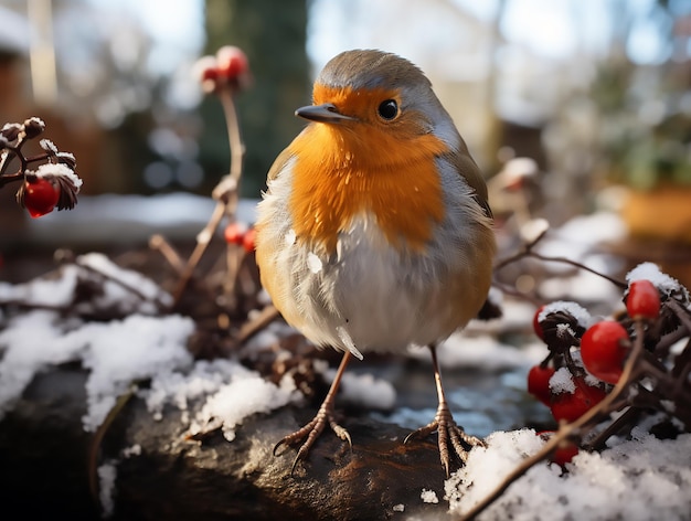 Photo photo of european robin bird