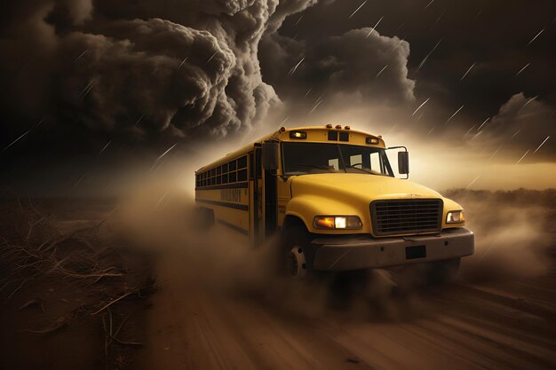 Photo of Evacuation bus transporting people safety