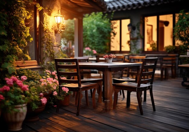 Photo a evening restaurant interior