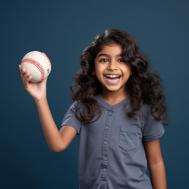 photo of excited indian girl holding a ball