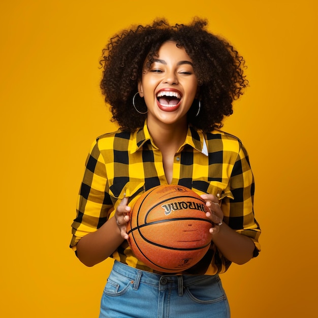 photo of exited black girl holding a ball