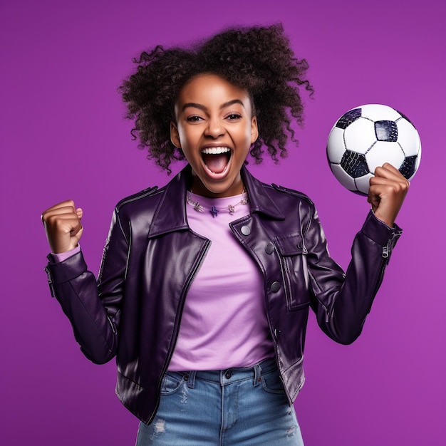 photo of exited black girl holding a ball