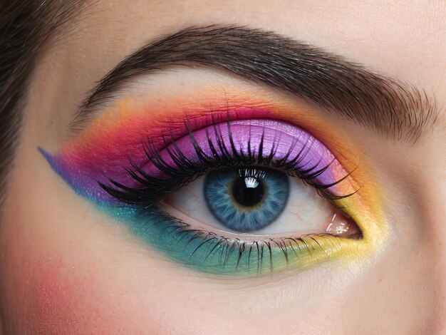 Фото Фото макияж глаз с яркими градиентными цветами