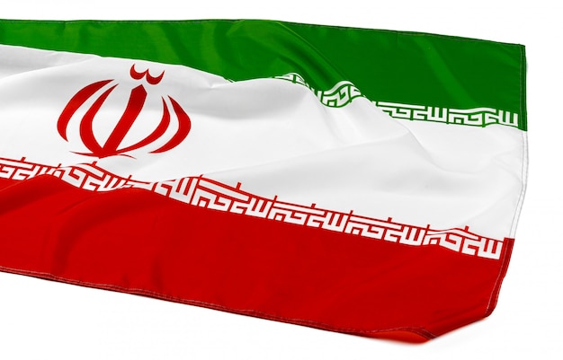 Photo of fabric flag of Iran close up