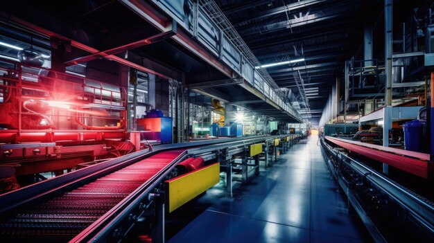 A photo of a factory interior conveyor belts