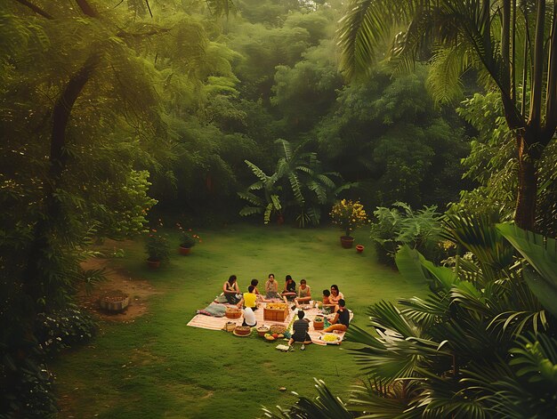 Photo of Families Enjoying a Picnic in a Botanical Garden Lush Greene Community Activities Cares