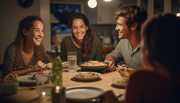 Photo a photo of family dinner clear facial features relaxed and joyful studyplace