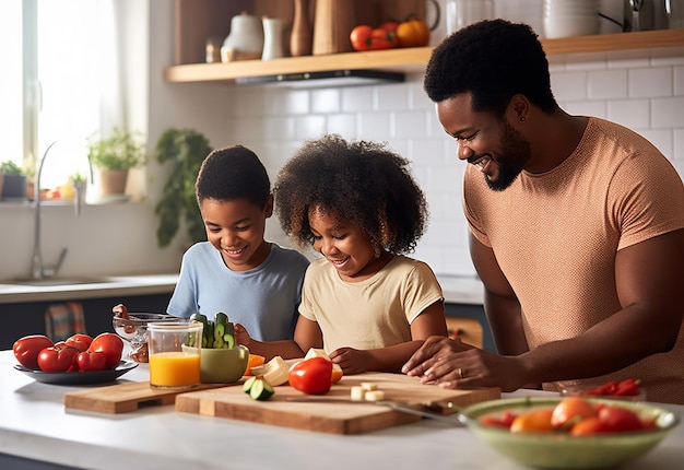 Photo of family morning breakfast at home together