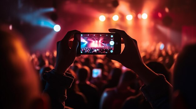 Photo photo of fans crowd watching live performance on music concert and party