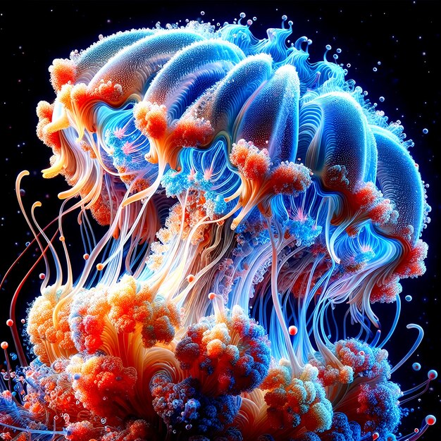 Photo photo fantastic jellyfish in space animal living under water created with generative ai